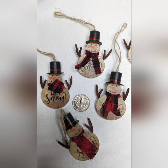 Wooden snowman ornaments lot of 6 - Picture 2 of 3